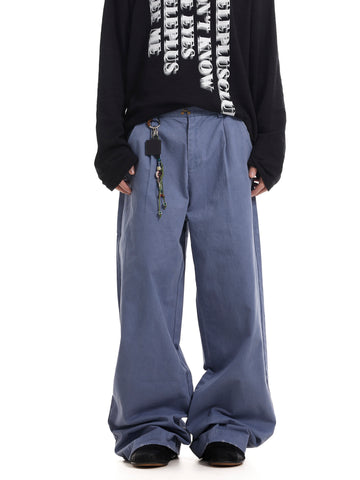 BTSG Washed Distressed destruction French blue baggy cargo pants