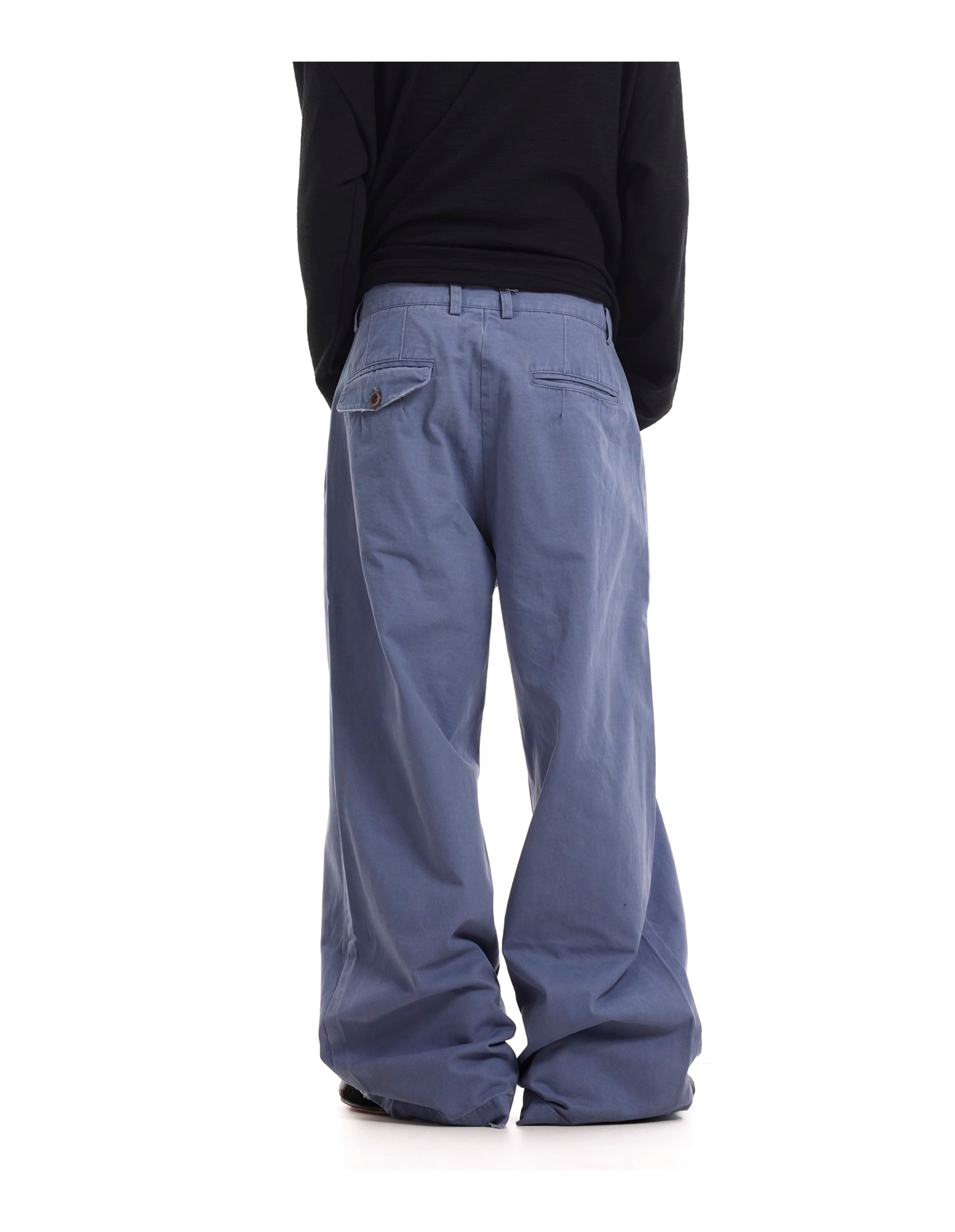 BTSG Washed Distressed destruction French blue baggy cargo pants