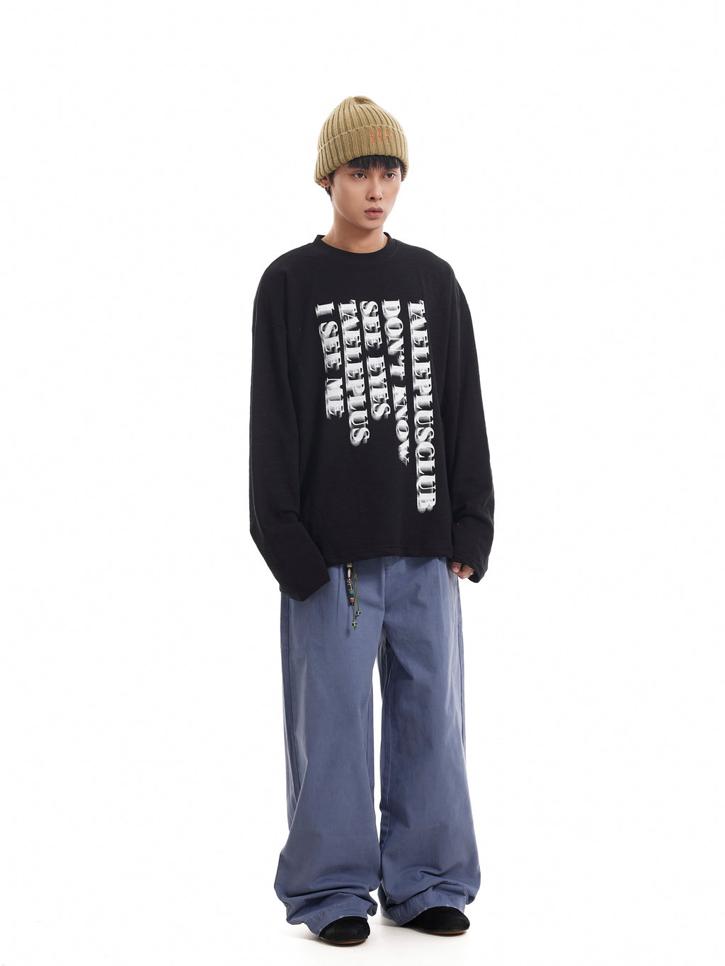 BTSG Washed Distressed destruction French blue baggy cargo pants