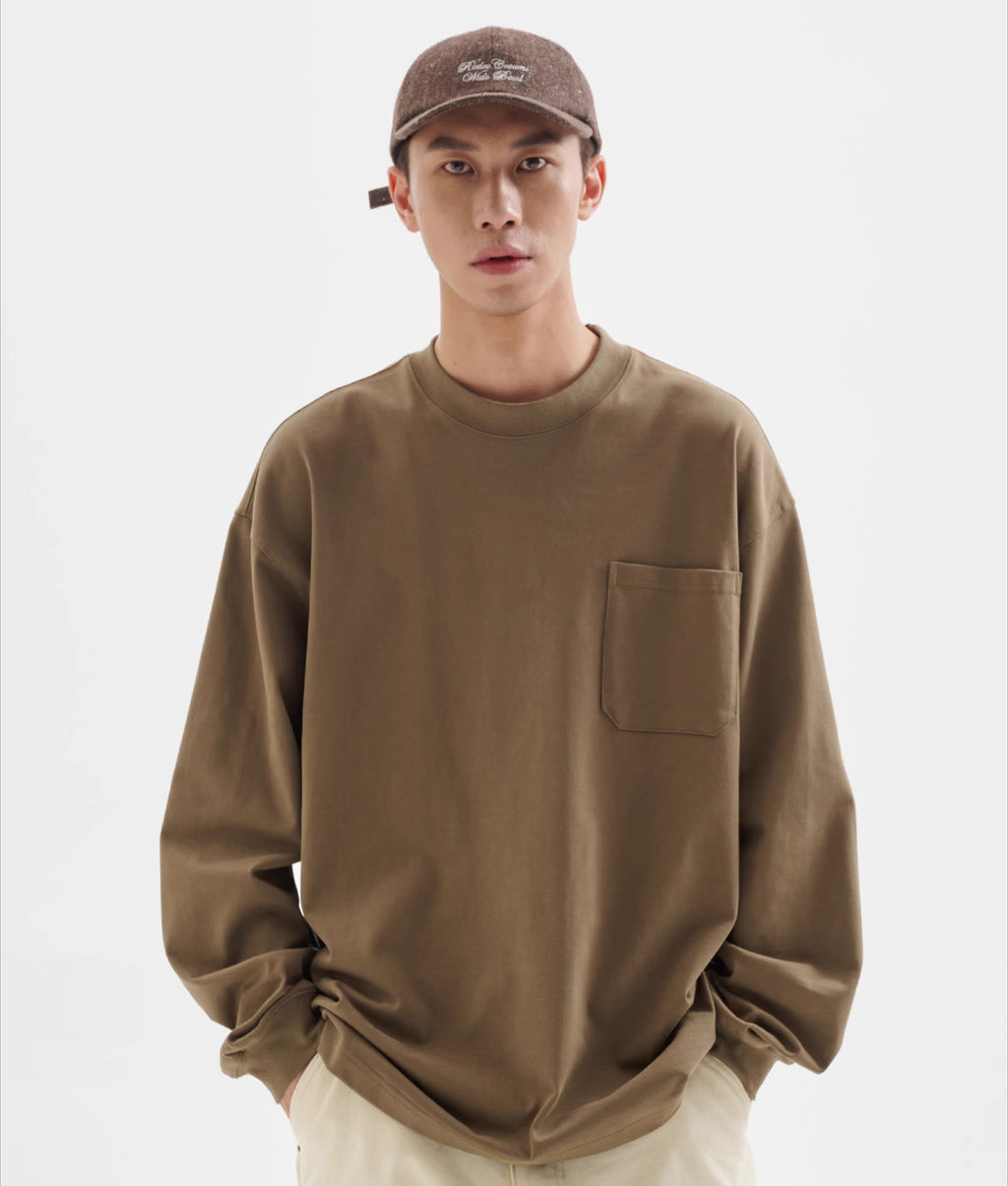 BUTTBILL Heavy 365G Washed Knitted Japanese Long Sleeve Tee