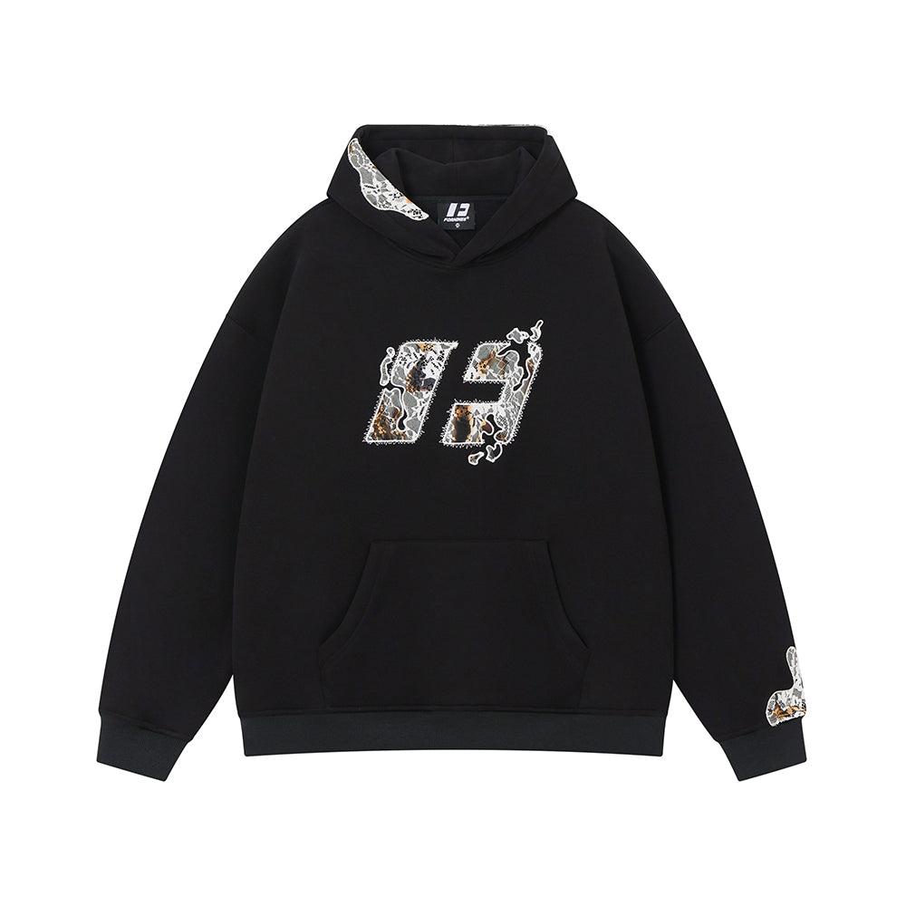 FORNINES fused lace patch embroidered Hoodie