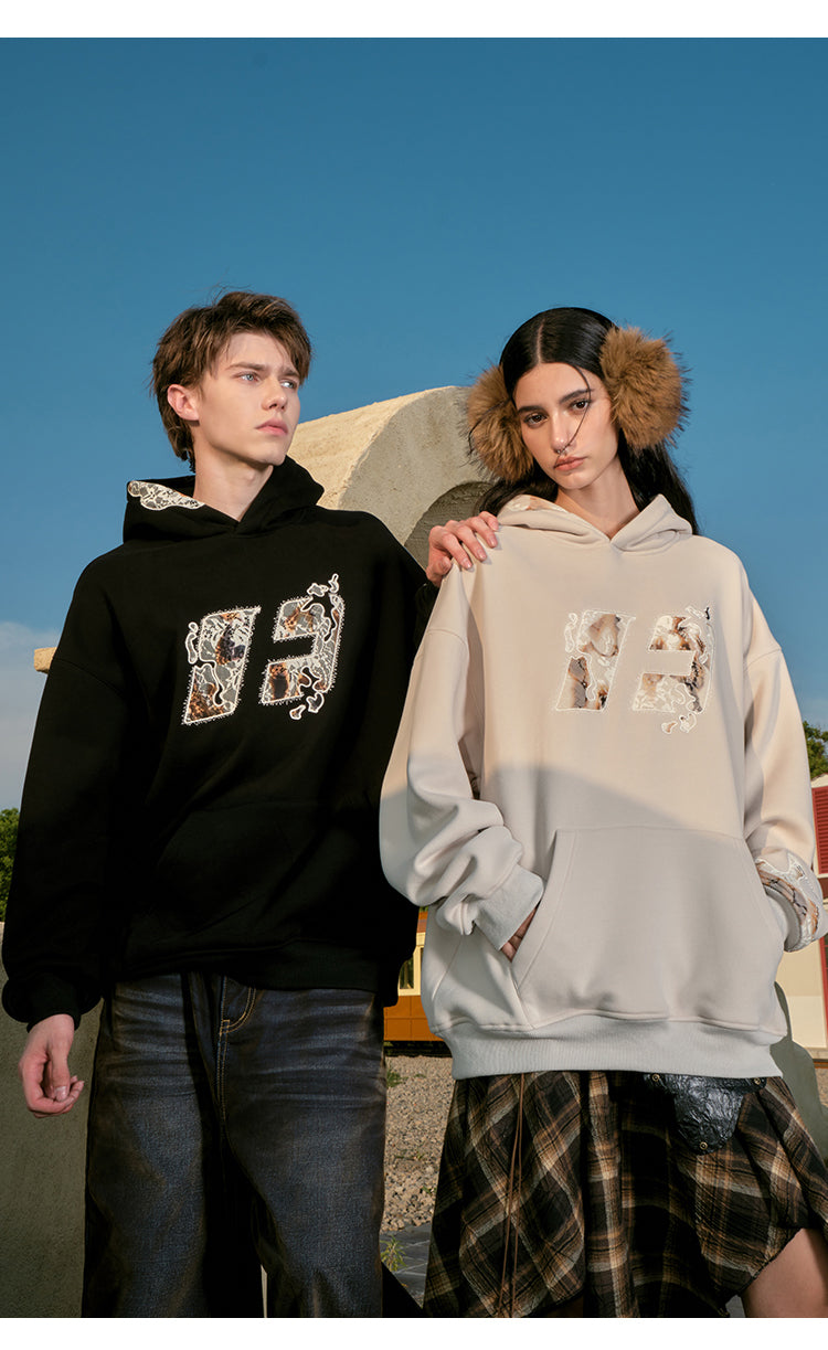 FORNINES fused lace patch embroidered Hoodie