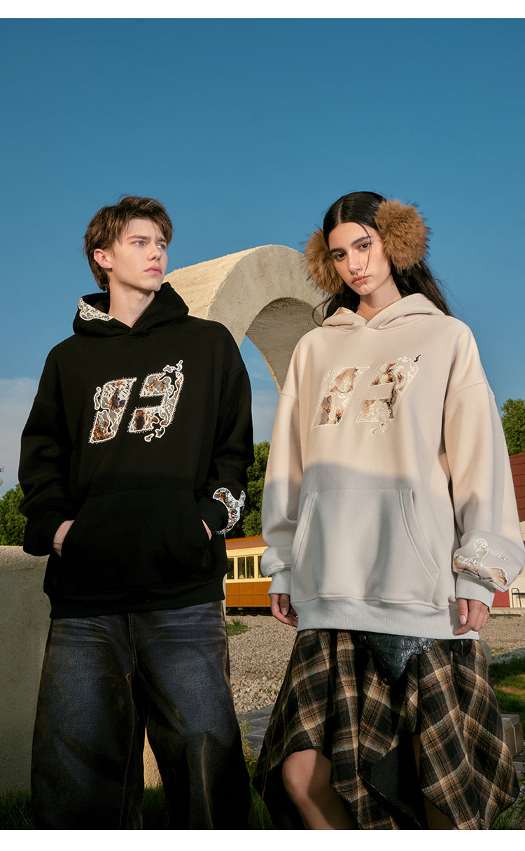 FORNINES fused lace patch embroidered Hoodie