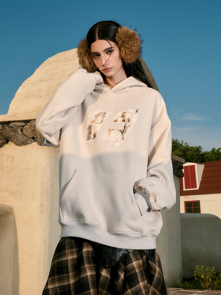 FORNINES fused lace patch embroidered Hoodie