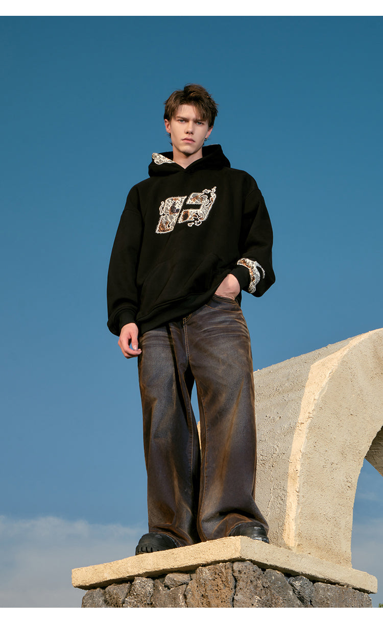 FORNINES fused lace patch embroidered Hoodie
