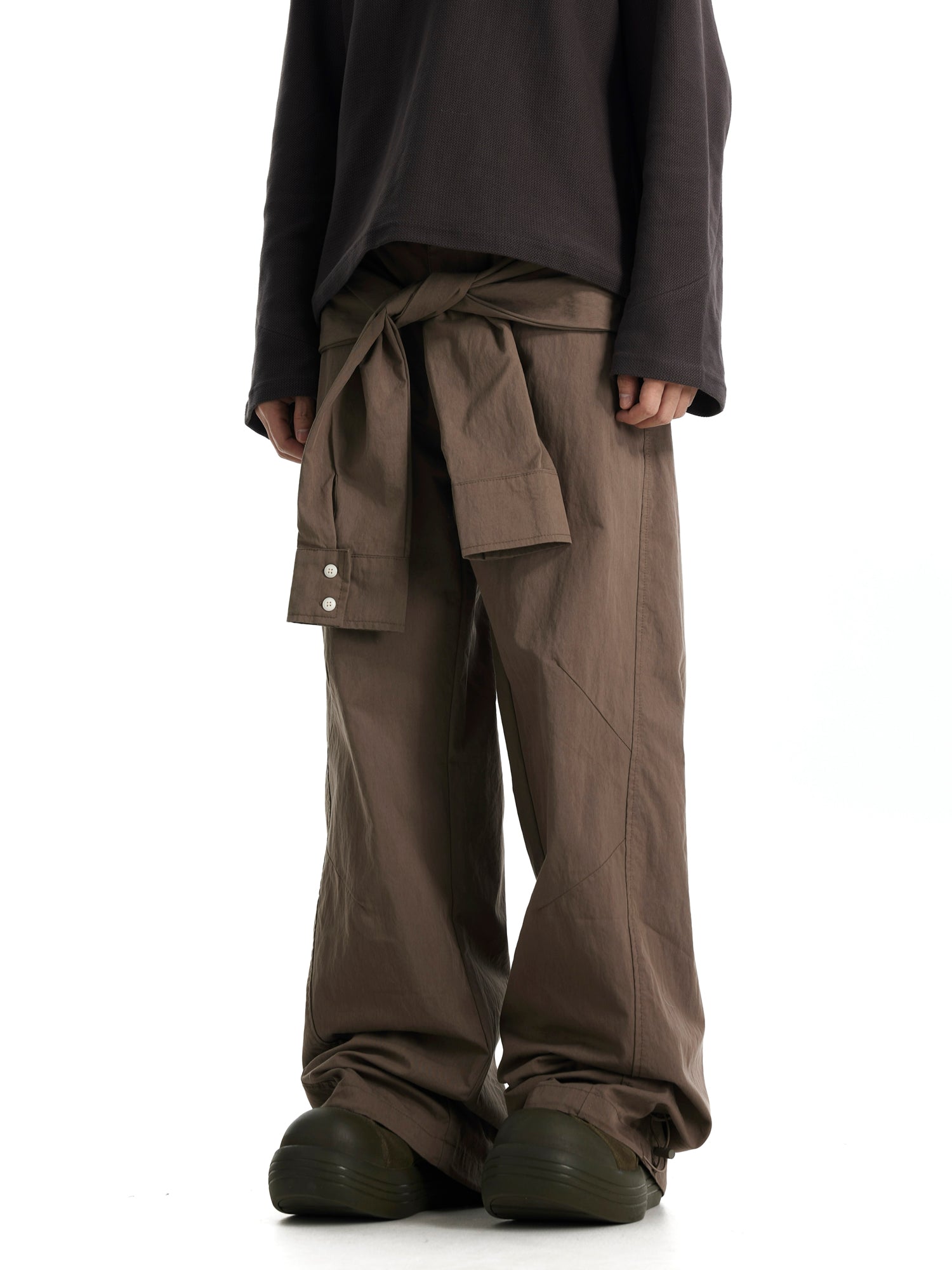 BTSG Sense Sleeve Tie Fake Two Pieces Cargo Pants