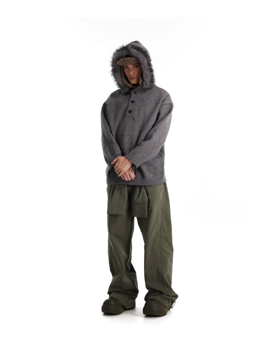 BTSG Sense Sleeve Tie Fake Two Pieces Cargo Pants