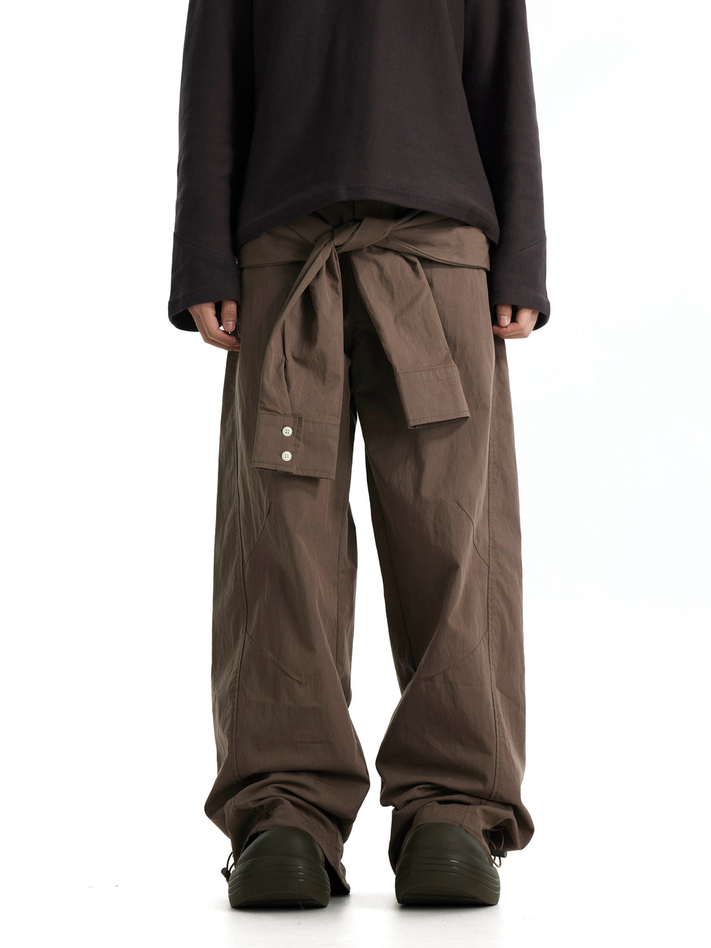 BTSG Sense Sleeve Tie Fake Two Pieces Cargo Pants