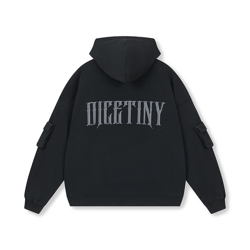 DICETINY 420g Wash Distressed Cardigan Zipper Jacket
