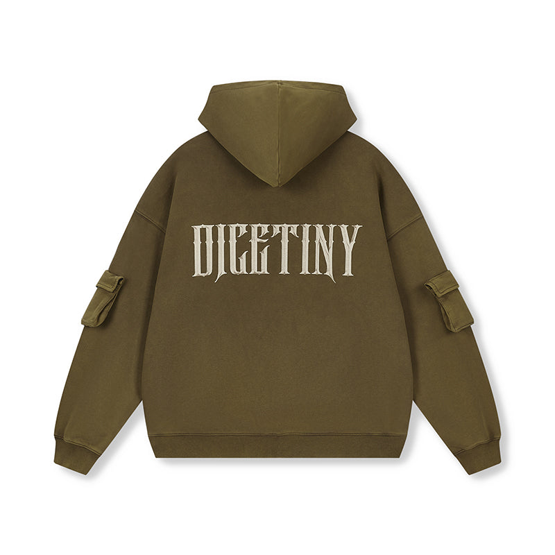 DICETINY 420g Wash Distressed Cardigan Zipper Jacket