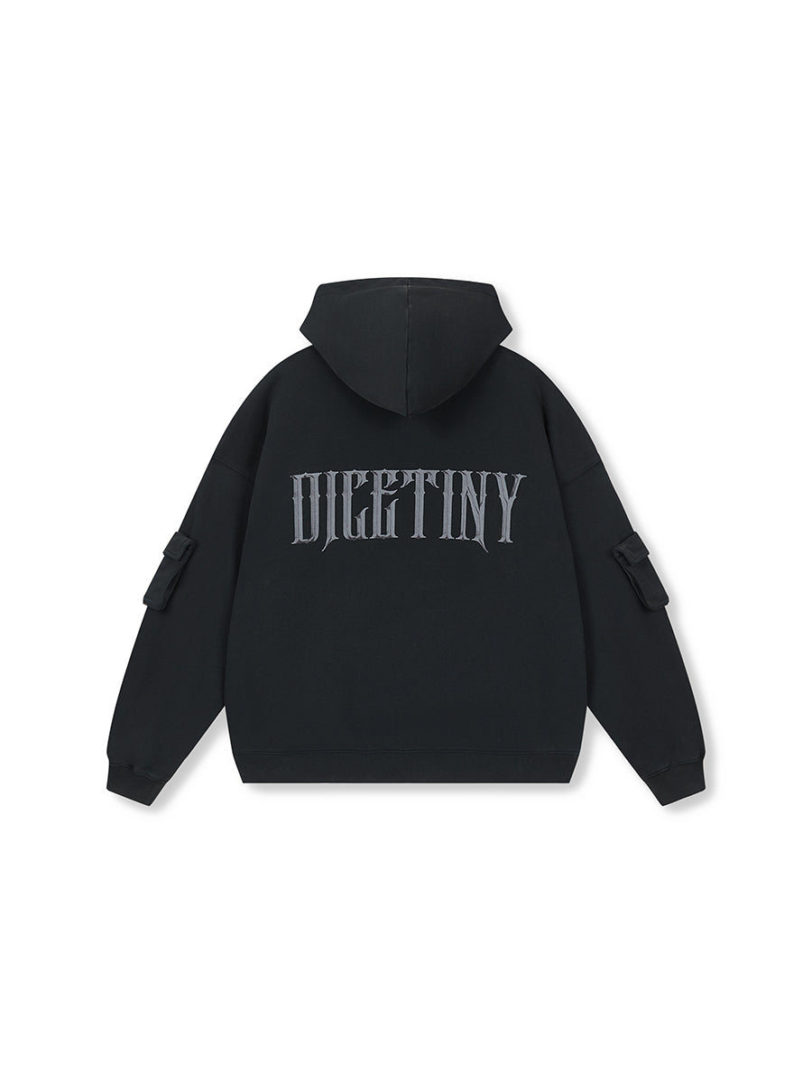 DICETINY 420g Wash Distressed Cardigan Zipper Jacket