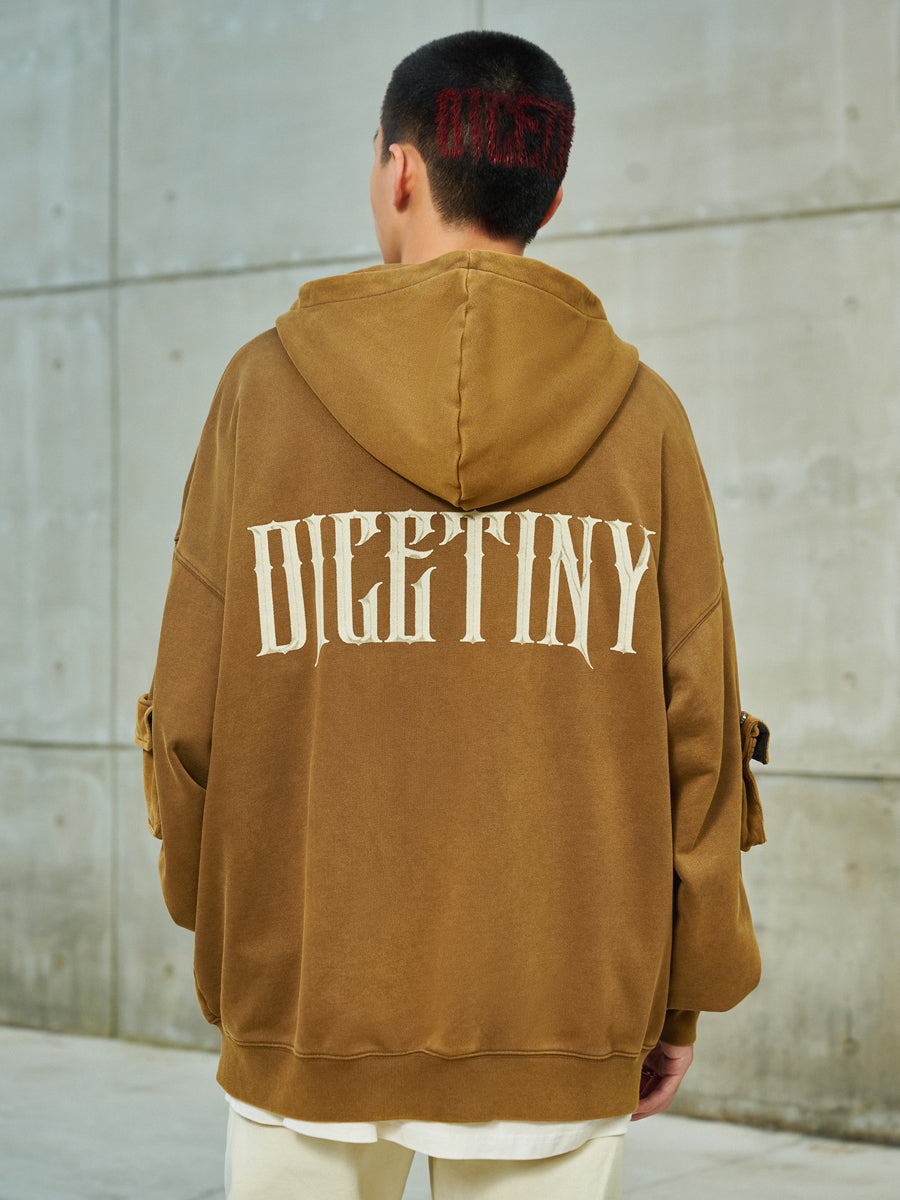 DICETINY 420g Wash Distressed Cardigan Zipper Jacket