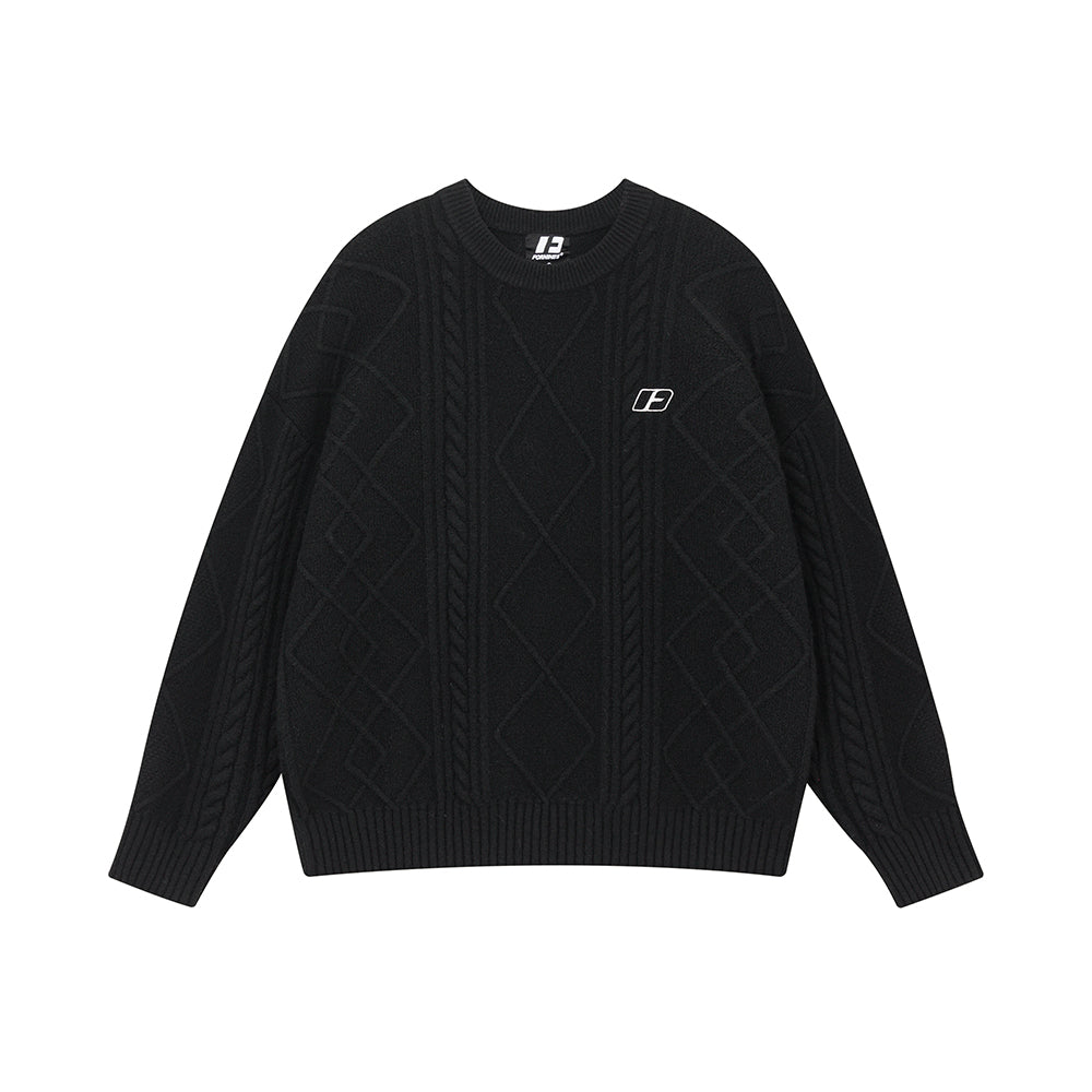 FORNINES Lazy Twisted Crew Neck Sweater