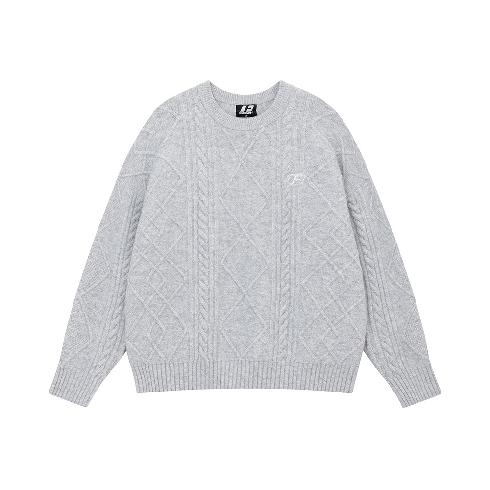 FORNINES Lazy Twisted Crew Neck Sweater