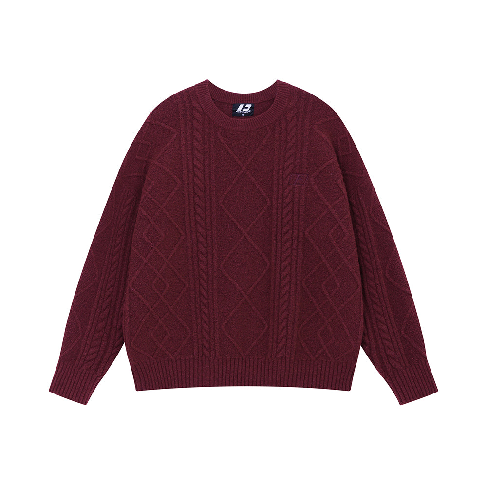 FORNINES Lazy Twisted Crew Neck Sweater