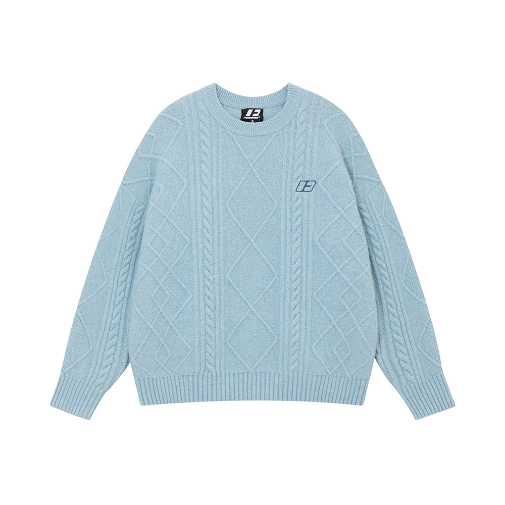 FORNINES Lazy Twisted Crew Neck Sweater