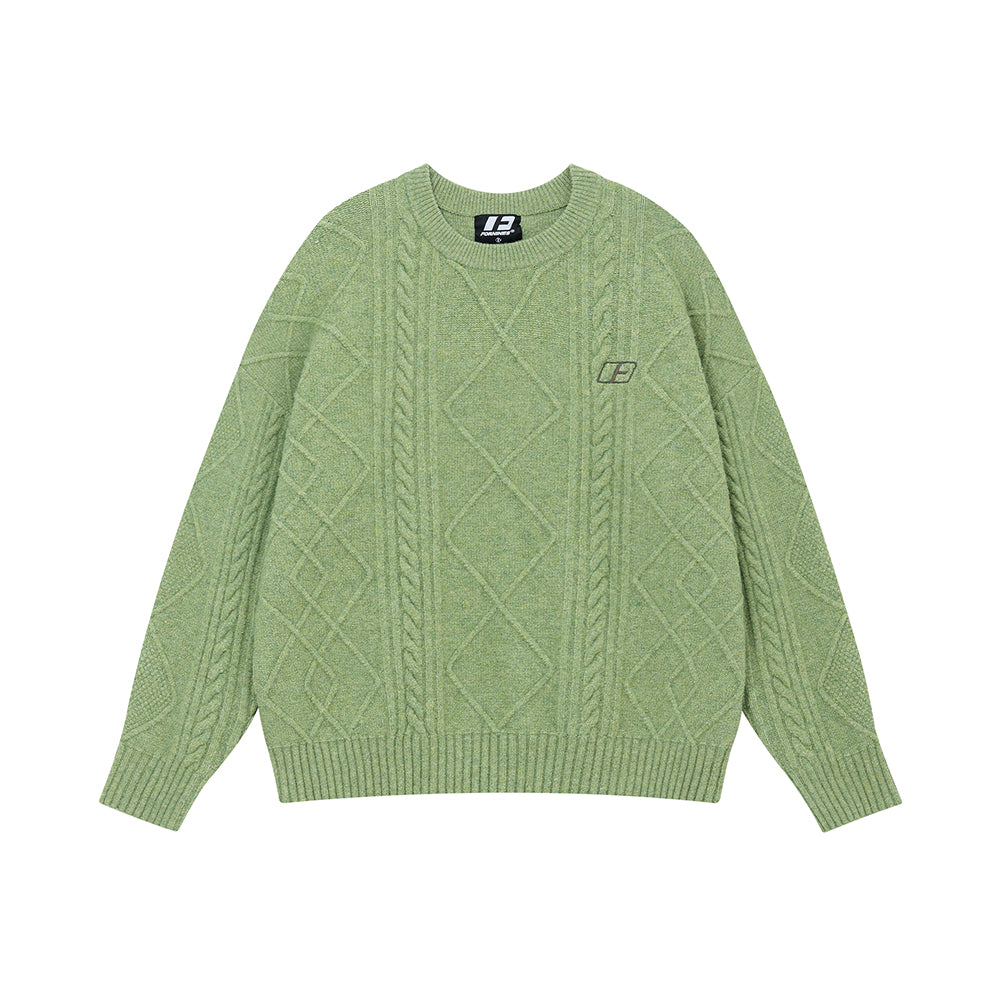 FORNINES Lazy Twisted Crew Neck Sweater