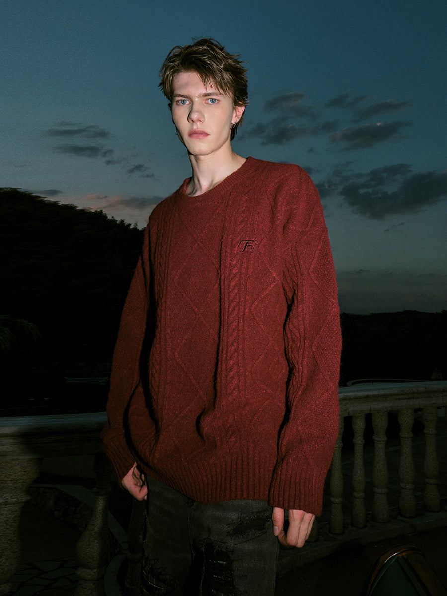 FORNINES Lazy Twisted Crew Neck Sweater