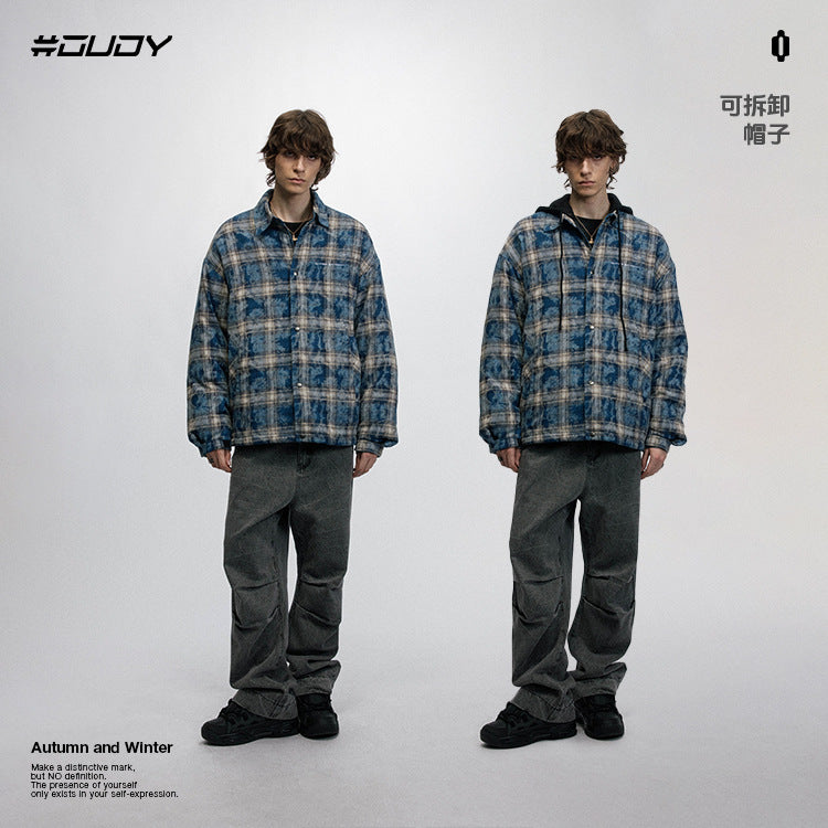 #OVDY Street wear Hip Hop Plaid Hoodie Jacket