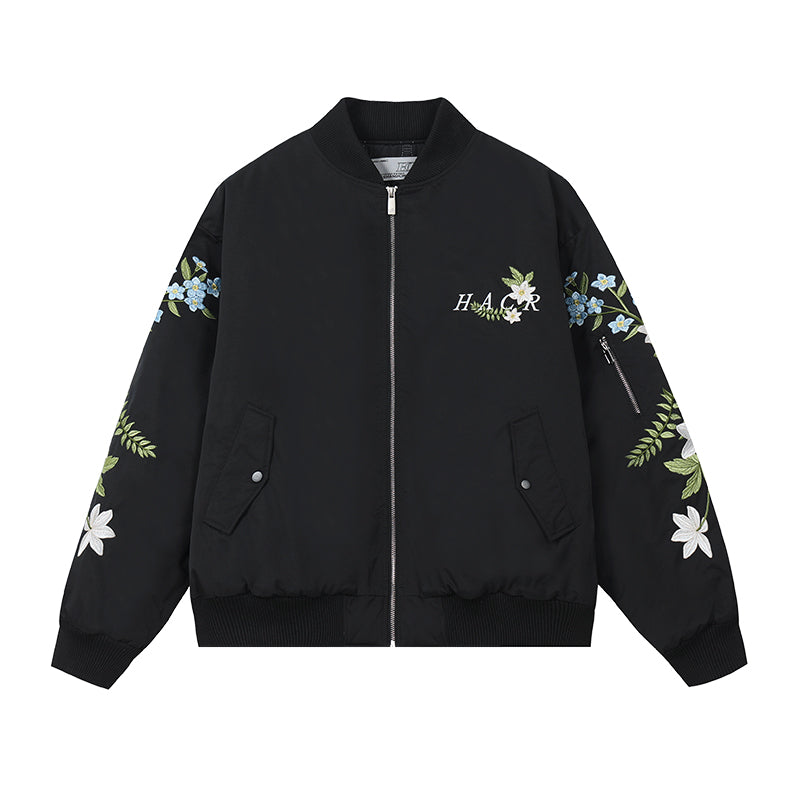 harshandcruel Chinese sleeve floral Ma-1 padded bomber jacket