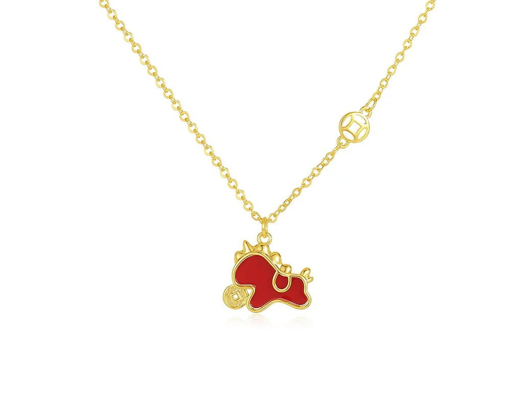 DODOGOGO Has Money Immediately, Necklace, Red Pony Pendant.