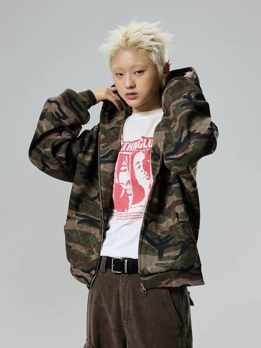11KN Vintage Camo Hooded Fleece Jacket