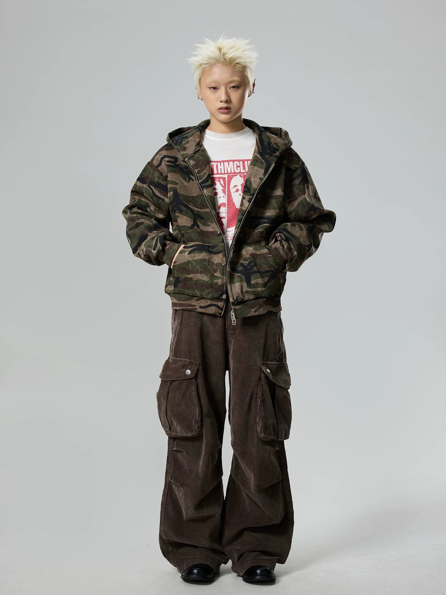11KN Vintage Camo Hooded Fleece Jacket