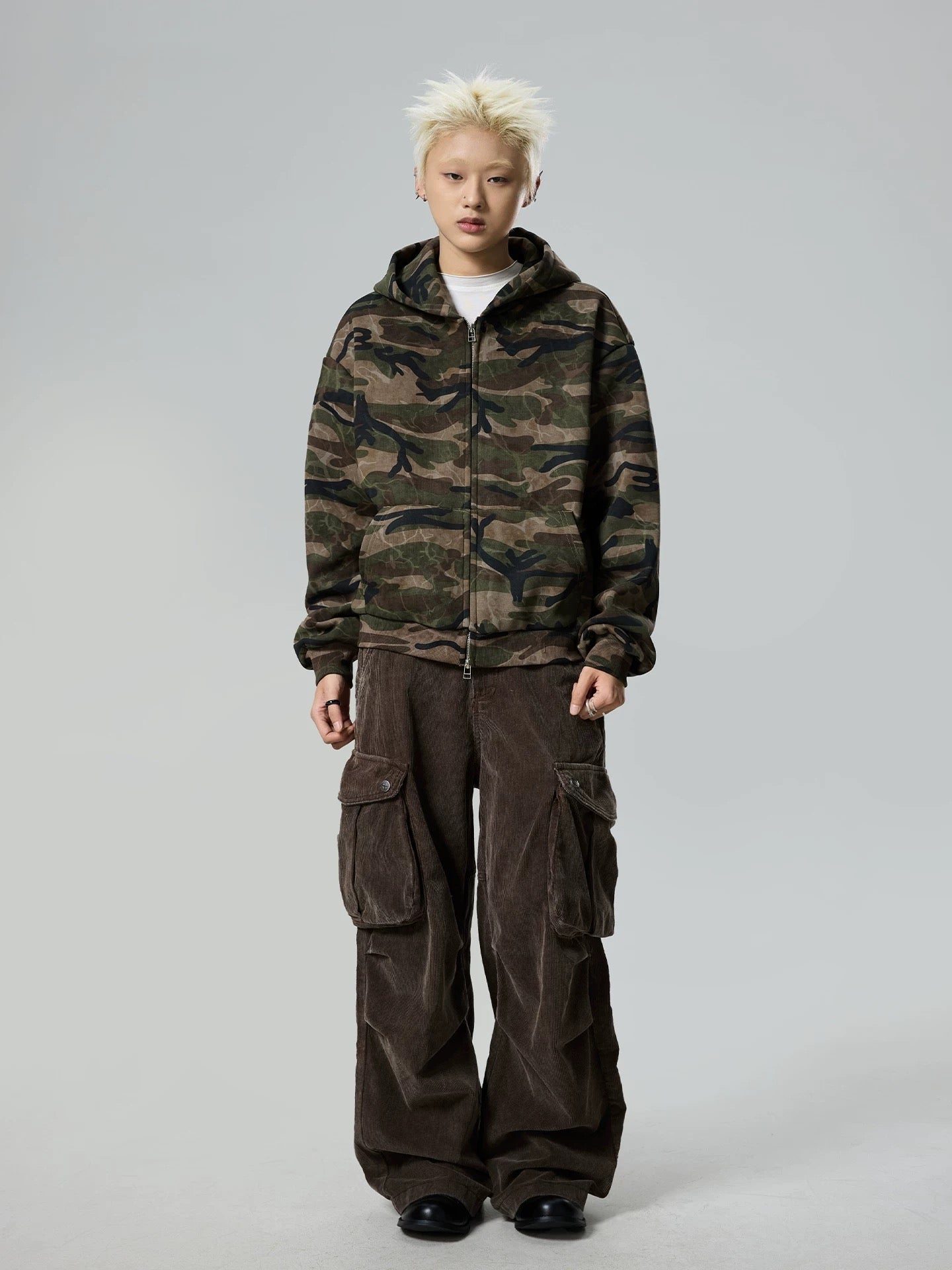 11KN Vintage Camo Hooded Fleece Jacket
