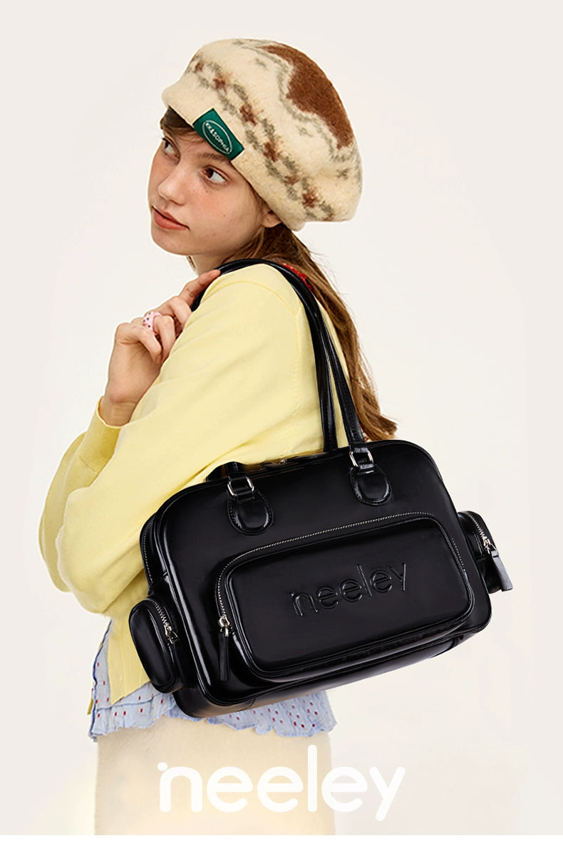 Neeley Large Capacity Vintage Textured Leather Underarm Bag