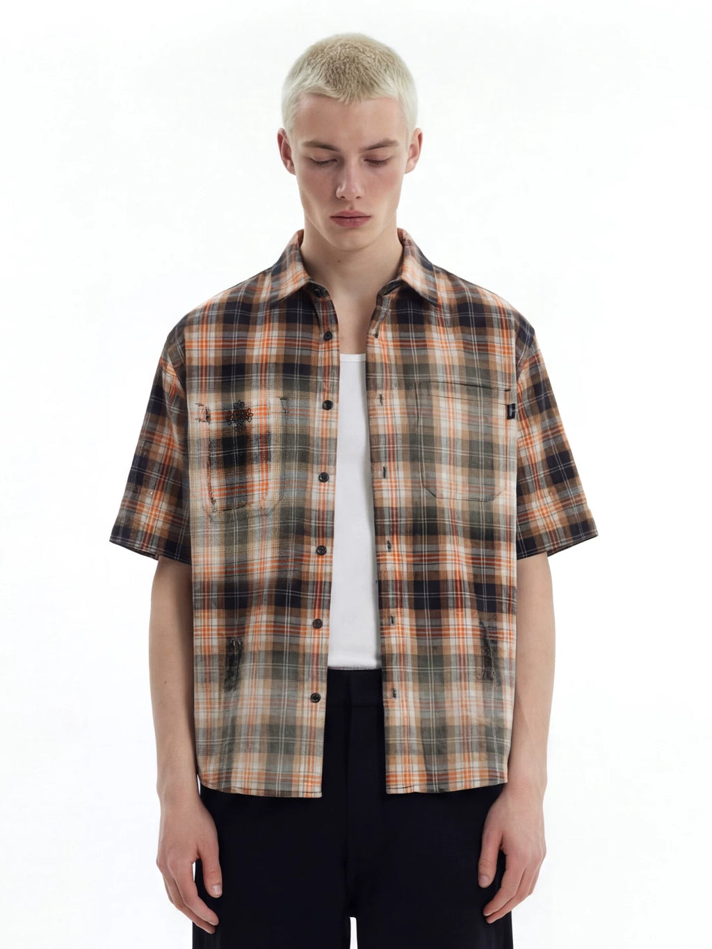 Remedy Vintage Loose Checked Short Sleeve Shirt