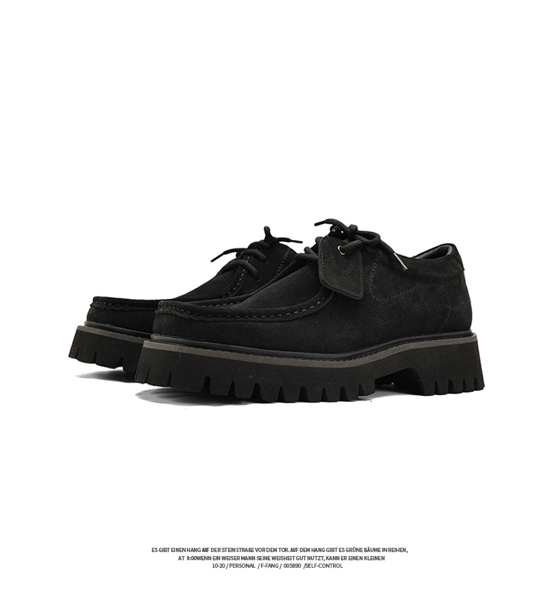 FANGSANHUO Square Head Retro Thick-soled Suede Tooling Short Boots