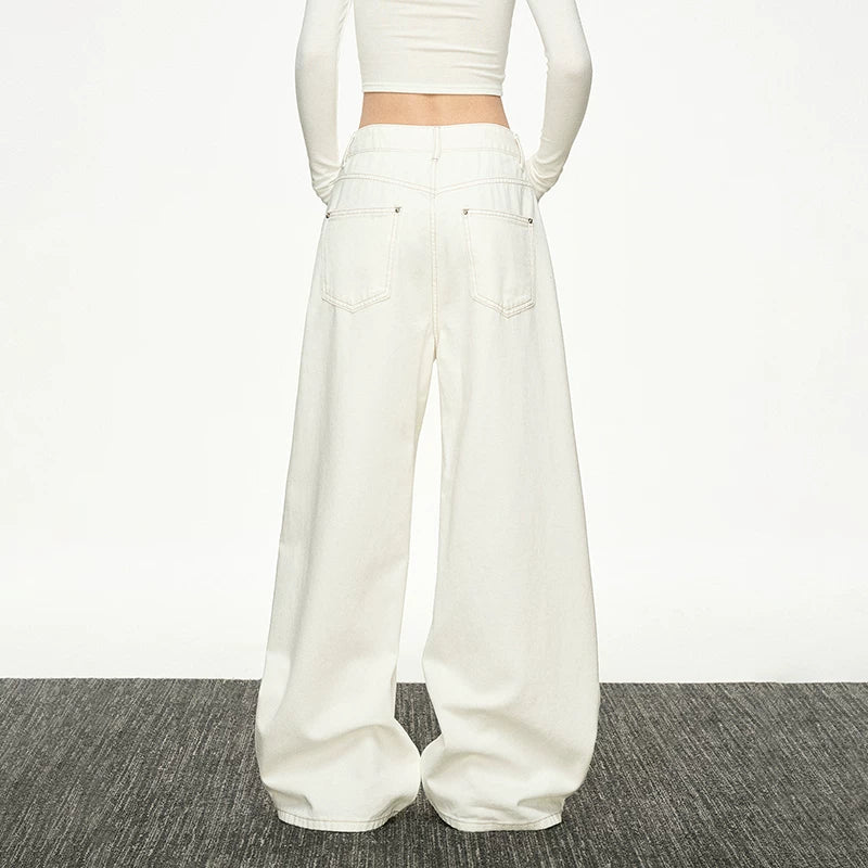 Aaisup Embroidered Straight Loose Jeans