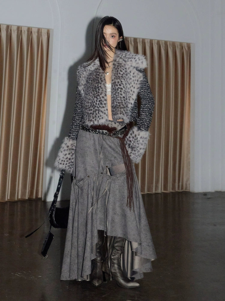 JNYLON Leopard Print Imitation Fur Short Jacket