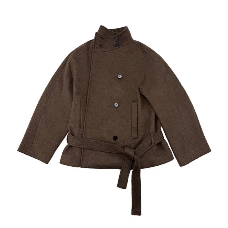 JCAESAR WOMEN Strappy Short Woolen Coat