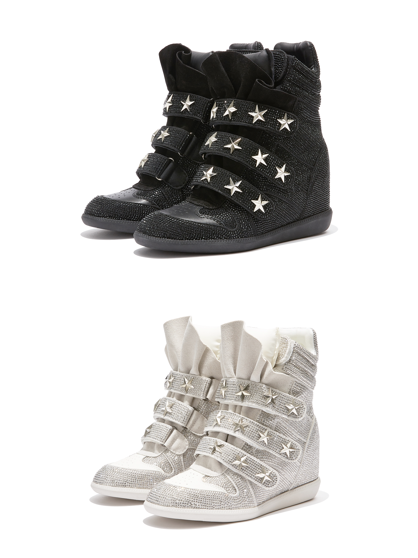 DETW Flash Diamond High-top Thick-soled Heightening Sports and Leisure Shoes