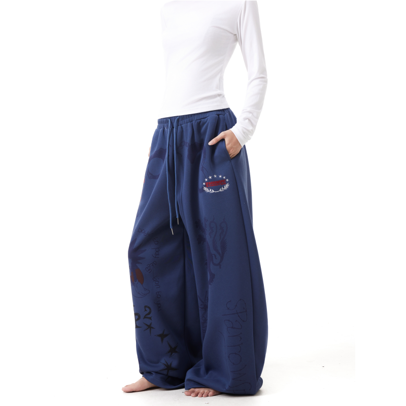 BTSG Vintage Graffiti Hand Painted Wide Leg Sweatpants
