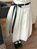 MUCHA High Waist Long Polka Dot Bud Skirt