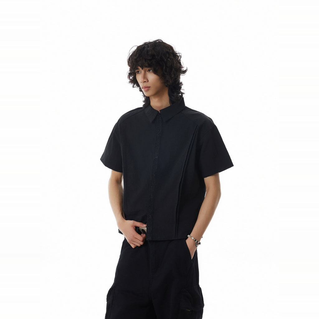 BTSG Pleated Stitching Embroidered Shirt