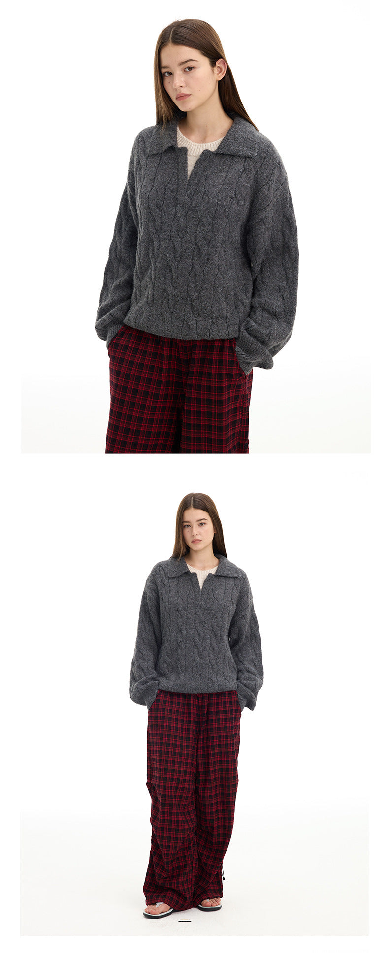 UNF Cashmere Comfortable Soft Waxy Fake Two-piece Knitted Sweater