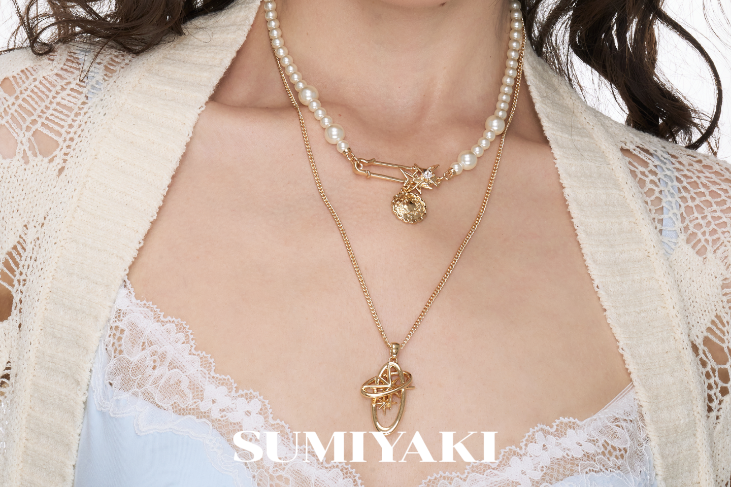 SUMIYAKI Vintage Pearl Double Layer Necklace