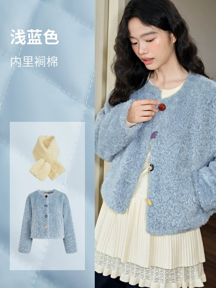 Kuose Short Mao Mao Jacket with Scarf