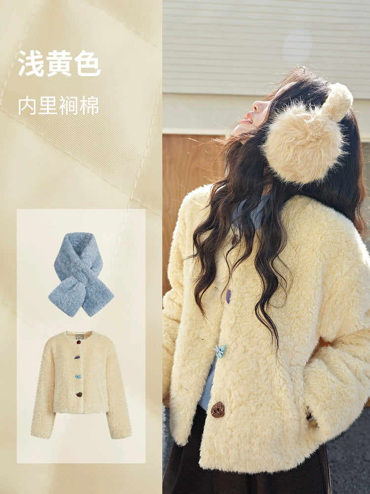 Kuose Short Mao Mao Jacket with Scarf