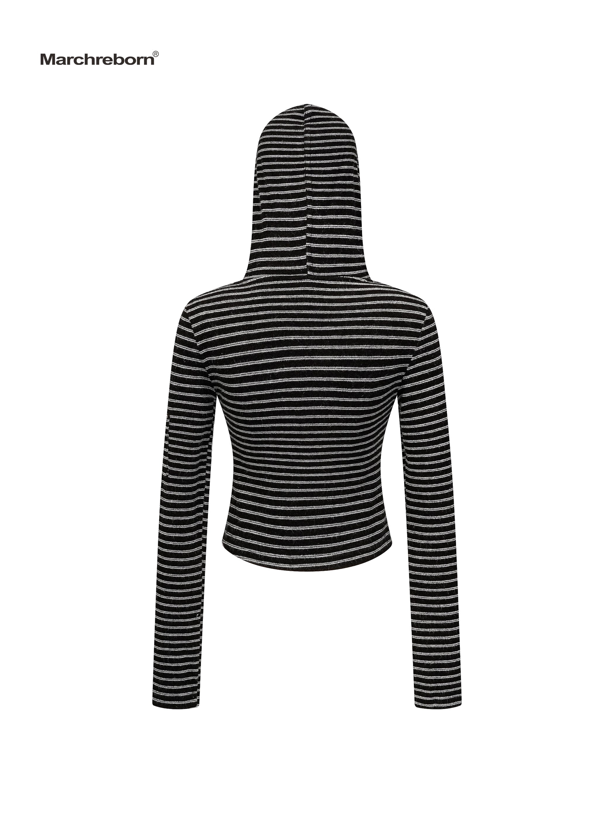 MARCH Vintage Striped Short Hooded Jacket