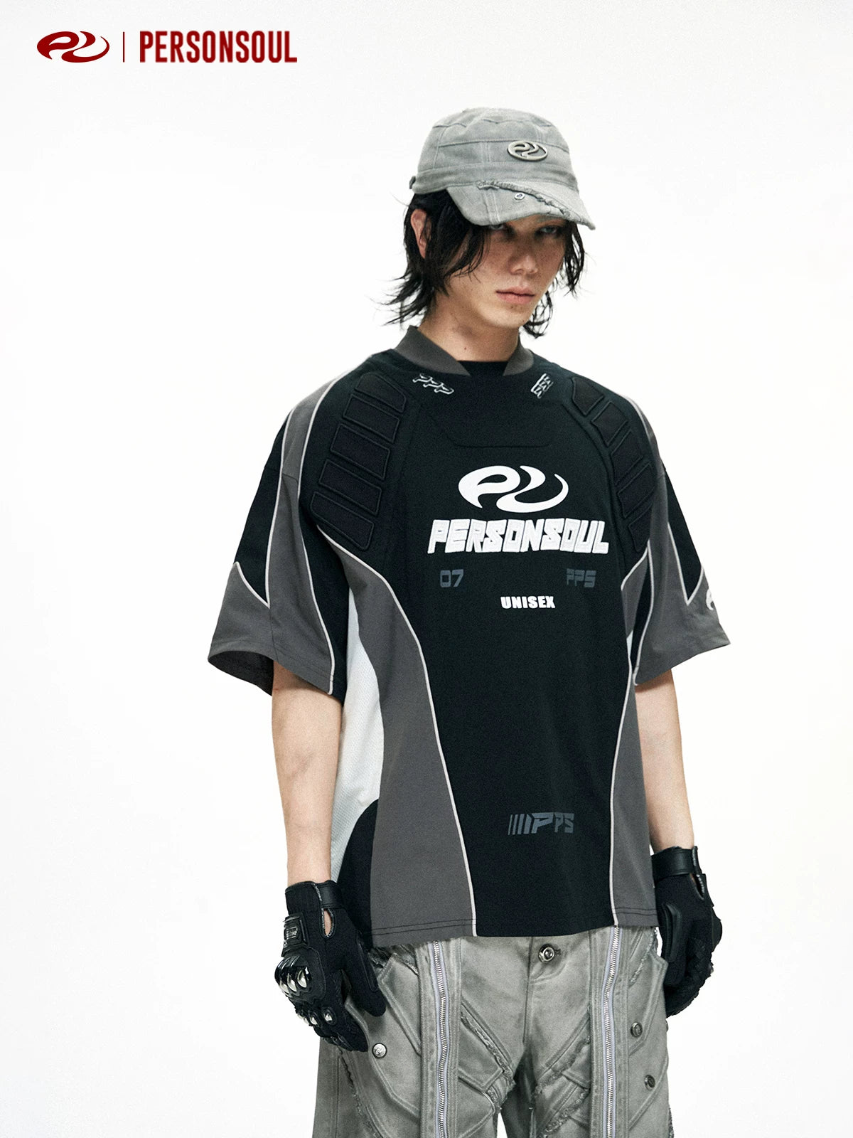 PERSONSOUL Embroidery Color Matching Sports Tee