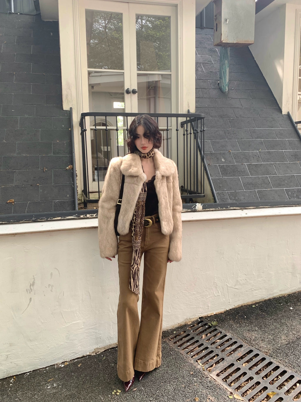 KELIFAN Retro Lapel Fur Coat