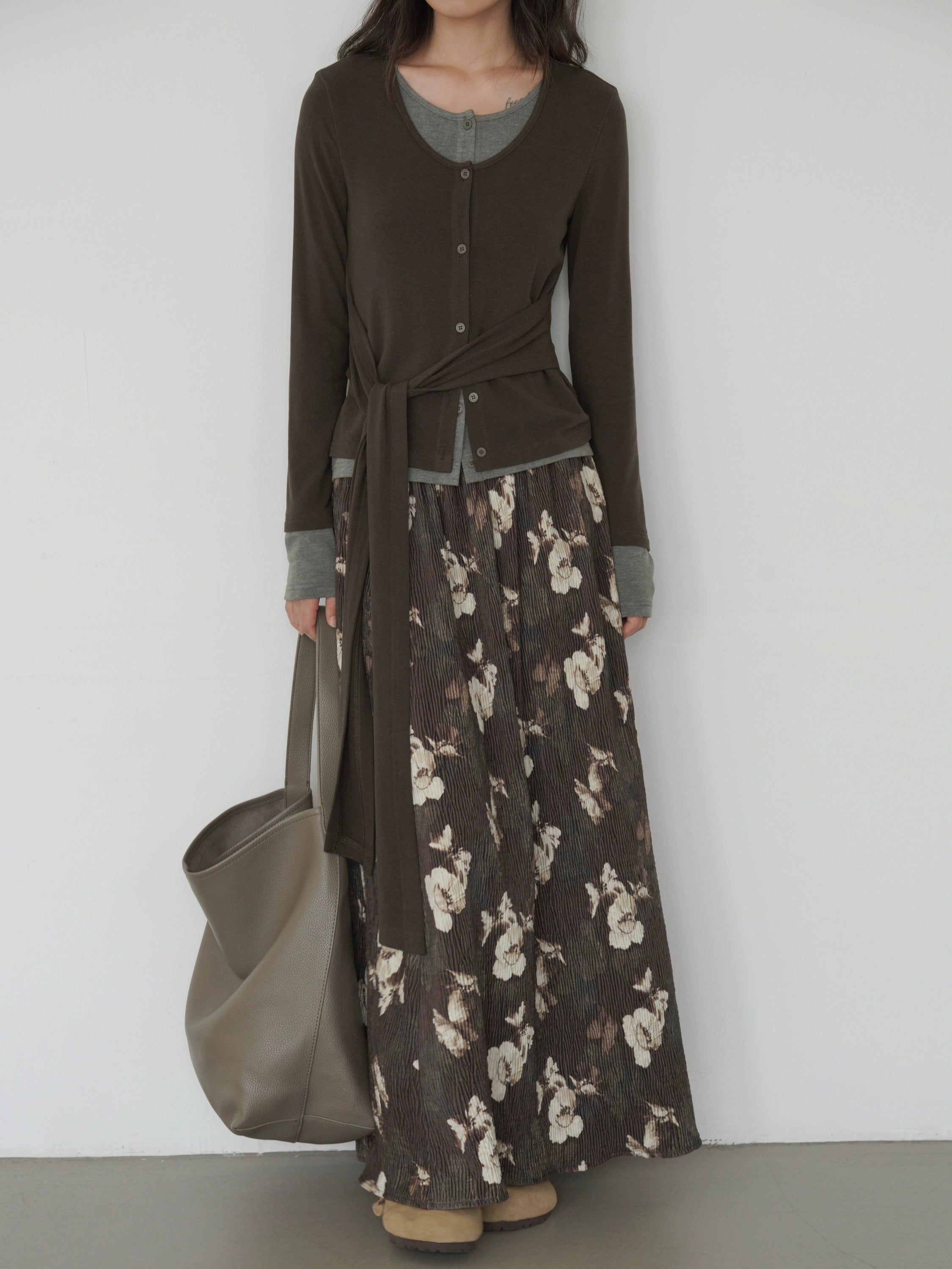 EIGHTHMONTH Flower Pattern Retro Loose and Thin Dress