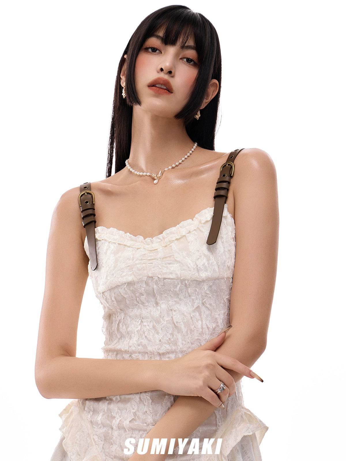 SUMIYAKI White Fritillary Butterfly Pearl Necklace