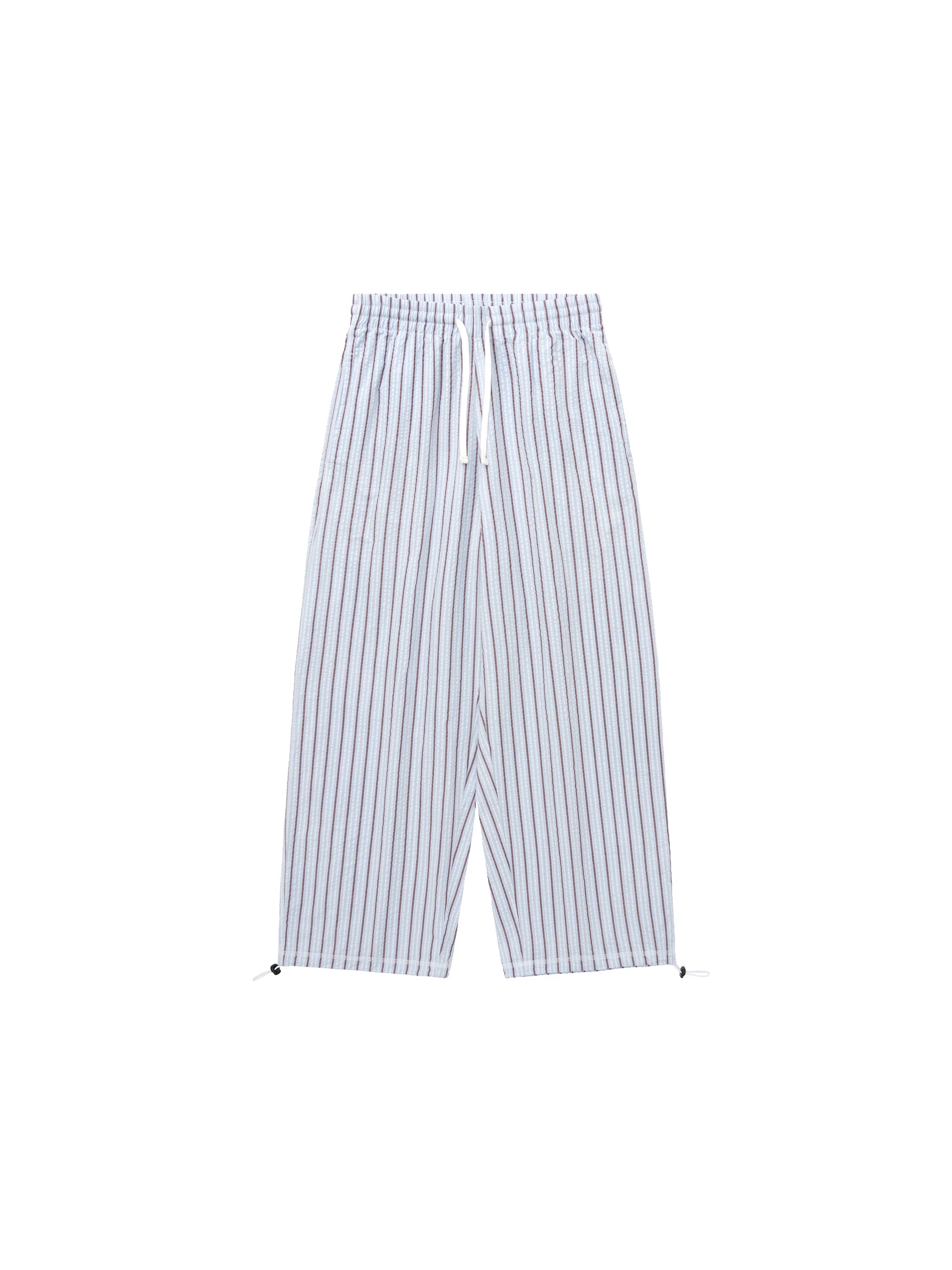 BENT IDEA Embroidered Vertical Striped Loose Casual Drawstring Trousers