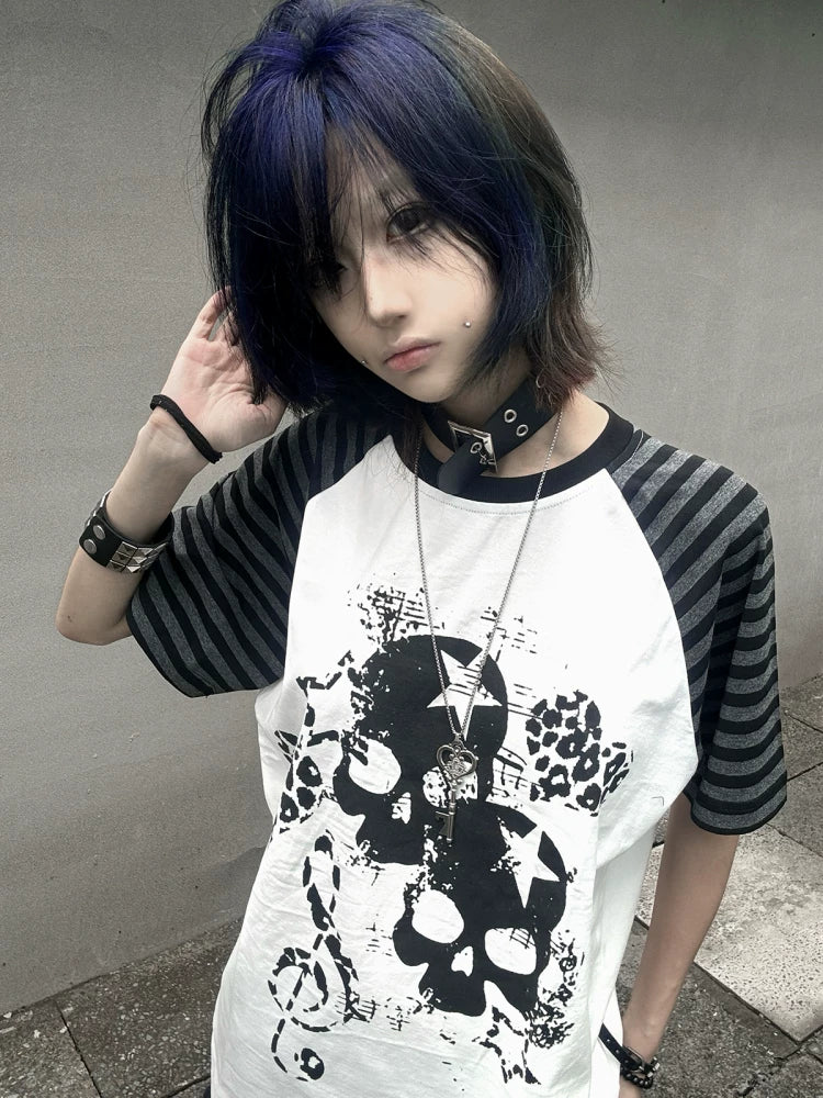 WETBODY Tattoo Skull Print Shoulder Tee