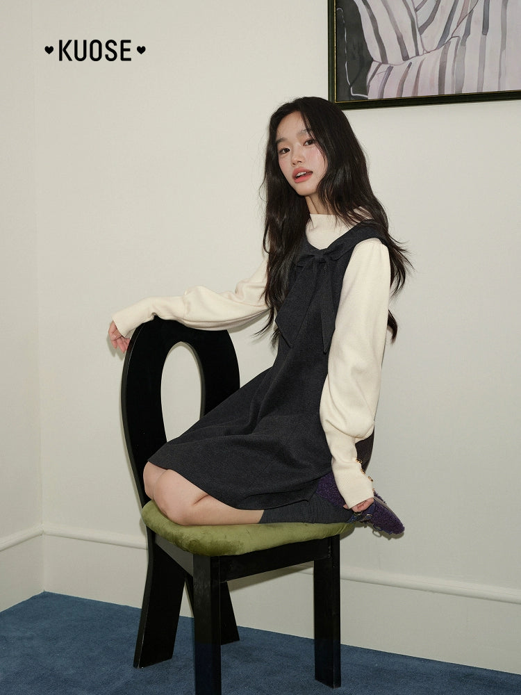 Kuose Waist and Inner Knitted Sweater Dress Two-piece Set